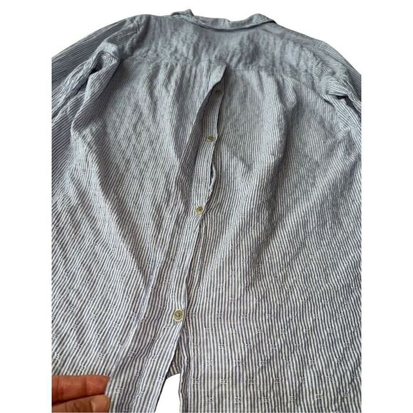Free People No Limits Stripes Button Down Shirt In Blue - Picture 9 of 13